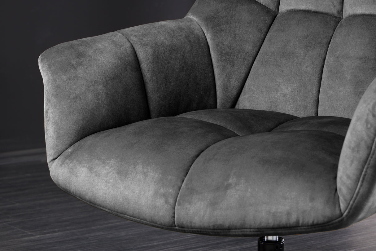 Armchair PAPILLON 83-90cm rotatable 360° velvet grey