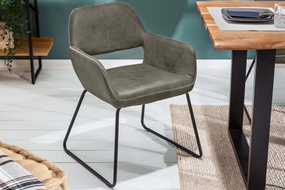 Chair MUSTANG with armrests microfibre antique taupe