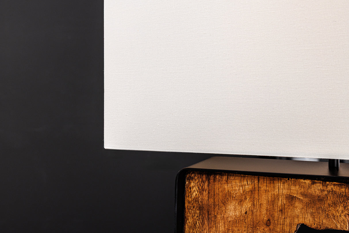 Table lamp DESIGNED BY NATURE 60cm raintree wood natural black w/ white shade handmade