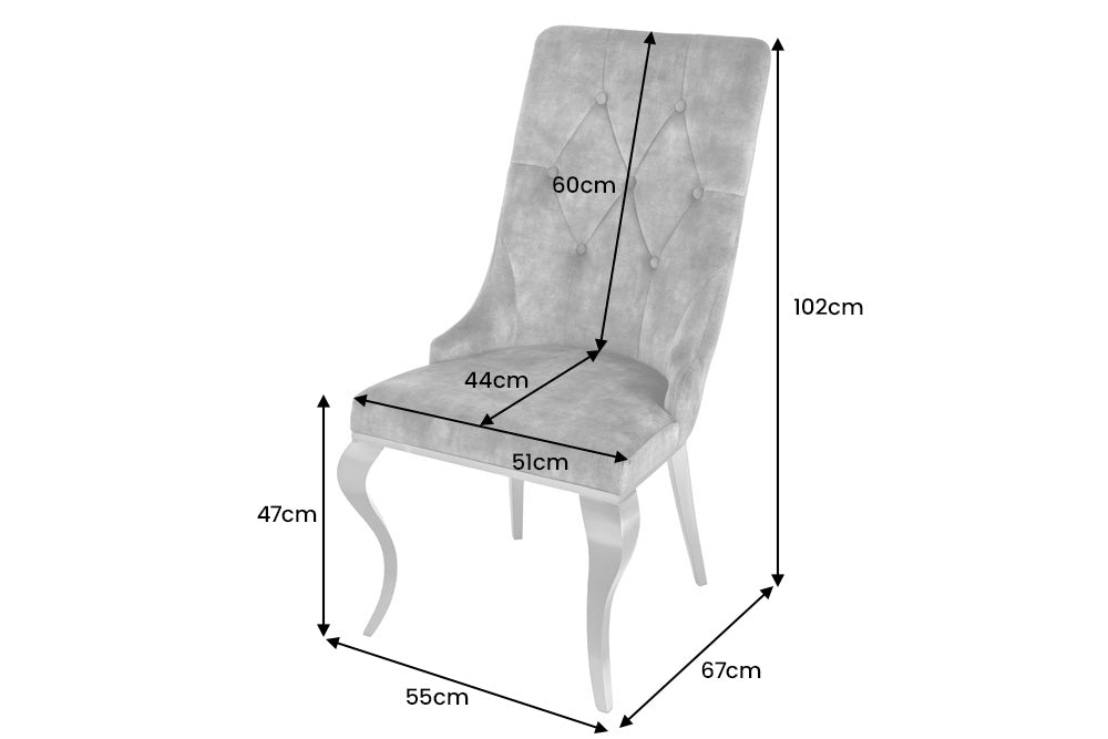 Chair MODERN BAROCK w/ silver legs and lion's head velvet royal blue