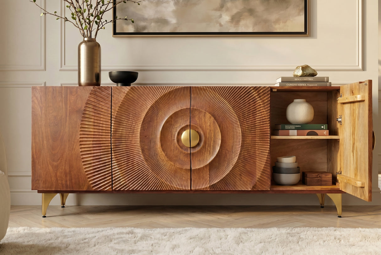 Sideboard GOLDEN SUNSET 180cm 3T Mangoholz braun