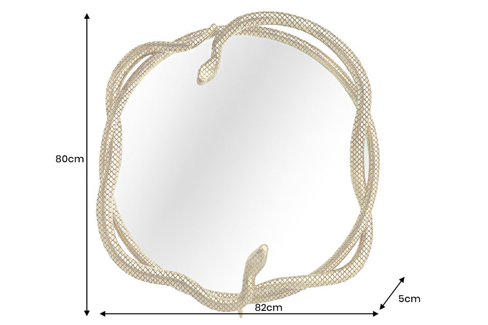 Wandspiegel SNAKE XL 85cm gold mit Dekoelement in Schlangenform