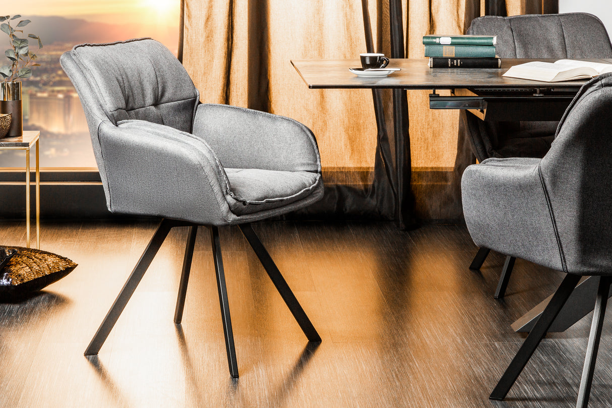 Swivel chair LOUNGER 180° with armrests microfibre grey