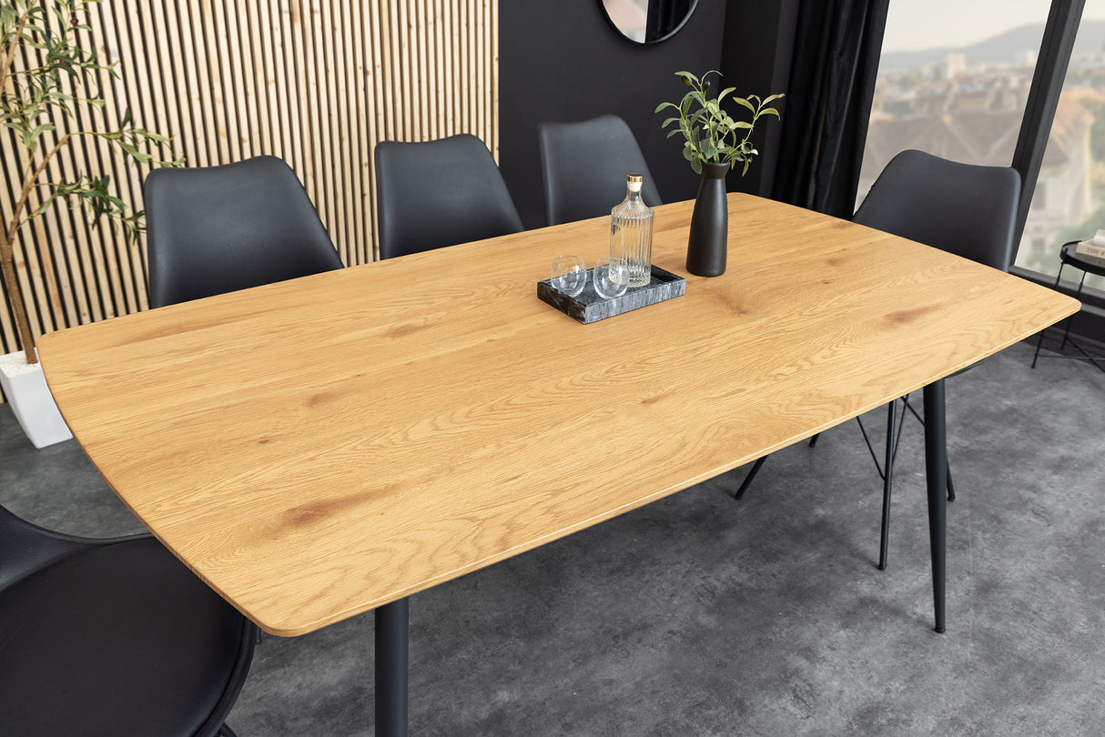 Dining table APARTMENT 120cm natural wild oak wood look w/ black metal frame