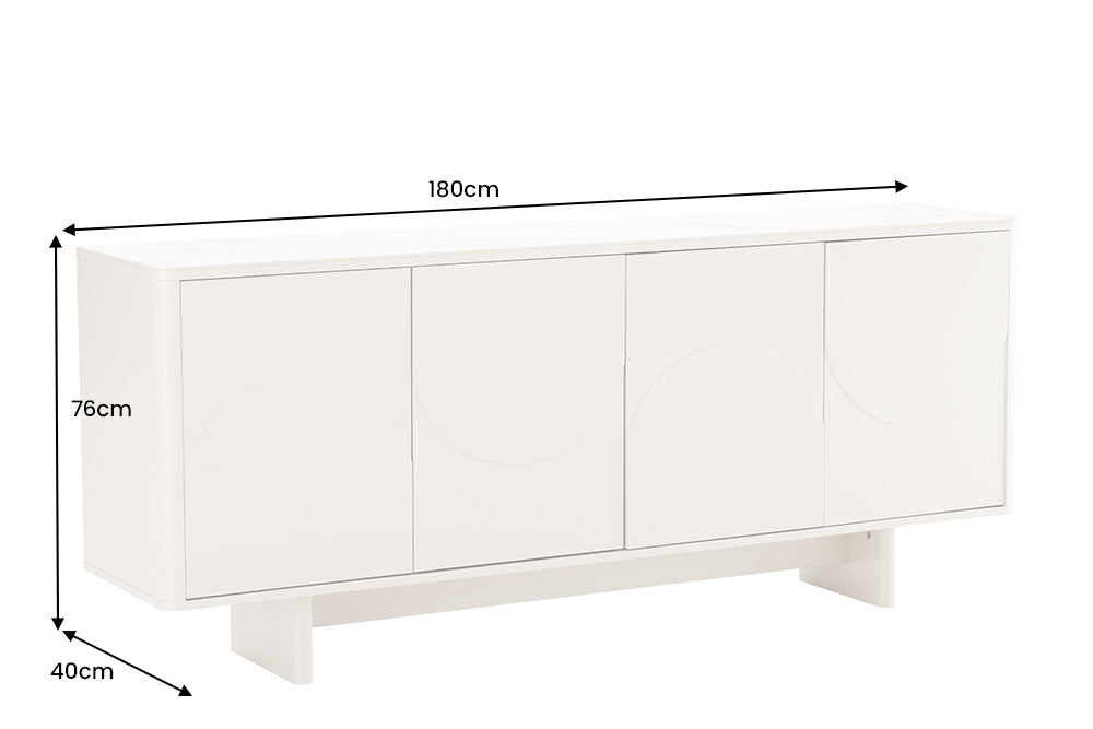 Sideboard SAVOY 180 cm 3D mit weißer Marmorkeramikplatte