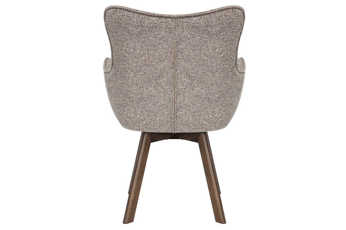 Drehstuhl THOR 360° mit Armlehnen Strukturstoff helltaupe mit Gestell Eiche dunkel natur