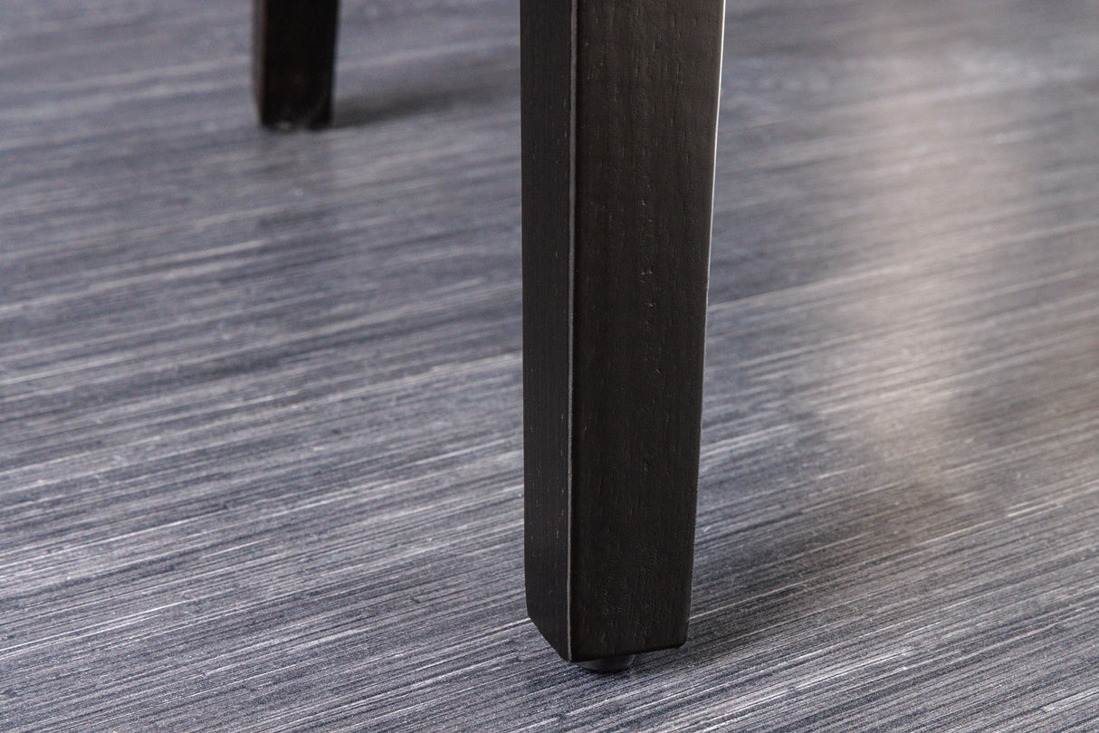 Chair CASTLE w/ armrests black legs textured fabric beige in chesterfield style