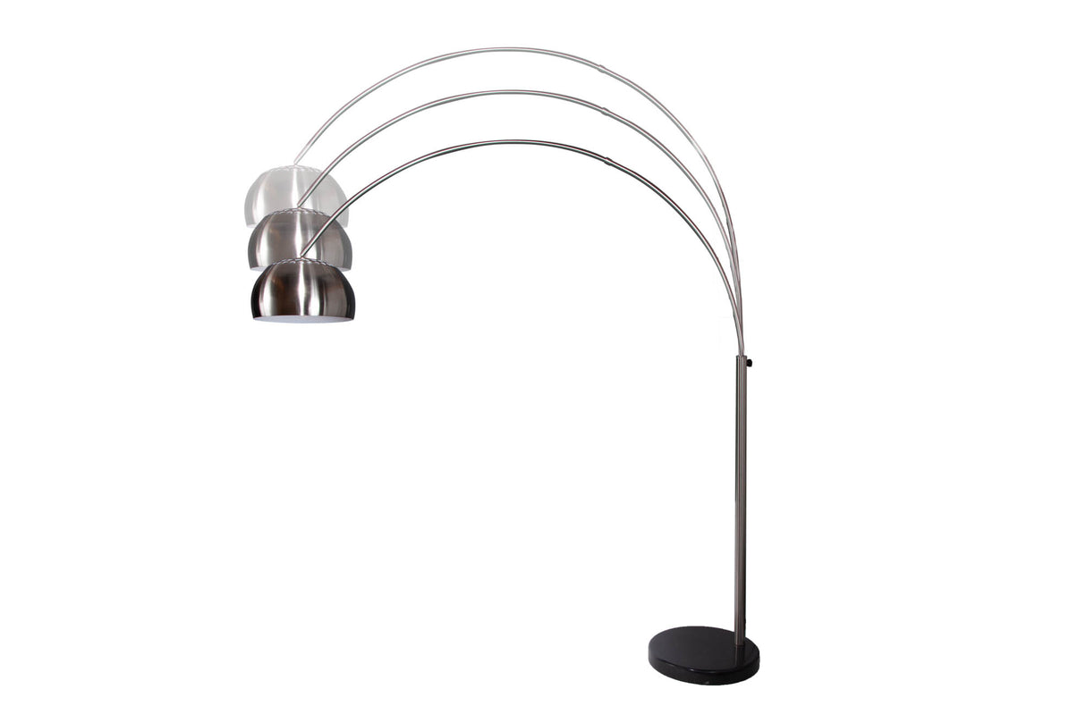 Stehleuchte BIG BOW 170-210cm satiniertes Chrom mit Marmorsockel
