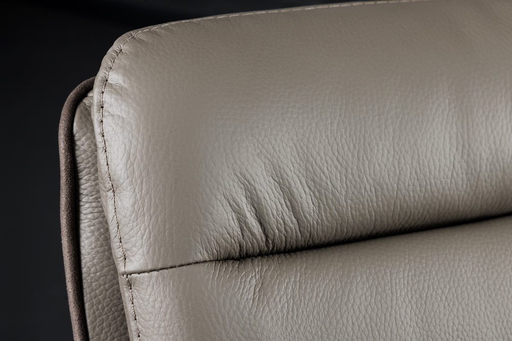 Bar stool BIG GEORGE w/ armrests microfibre leather taupe rotatable height adjustable