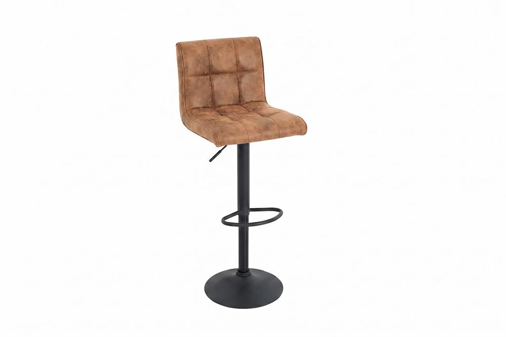 Bar stool MODENA 92-116cm 360° rotatable microfibre vintage brown w/ black metal frame