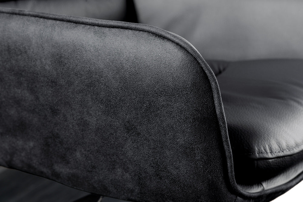 Bar stool BIG GEORGE w/ armrests microfibre leather anthracite rotatable height adjustable