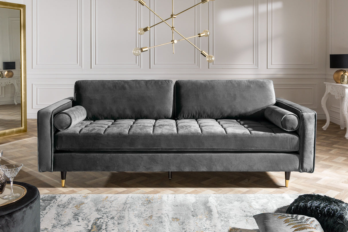 Sofa COZY VELVET 220cm 3-seater velvet grey