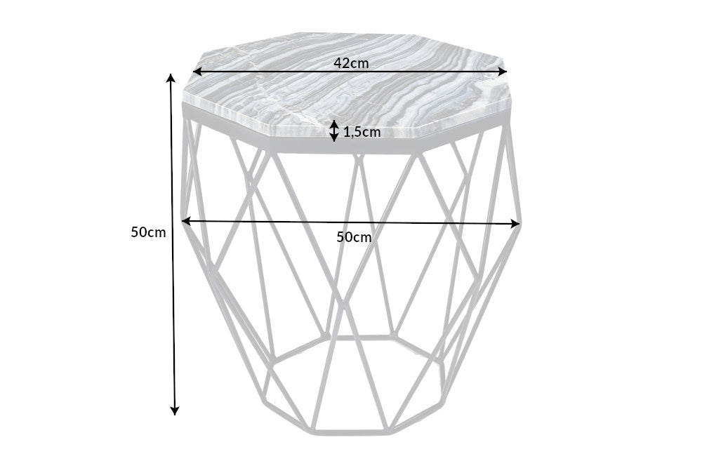 Couchtisch DIAMOND 50cm Marmor schwarz grau