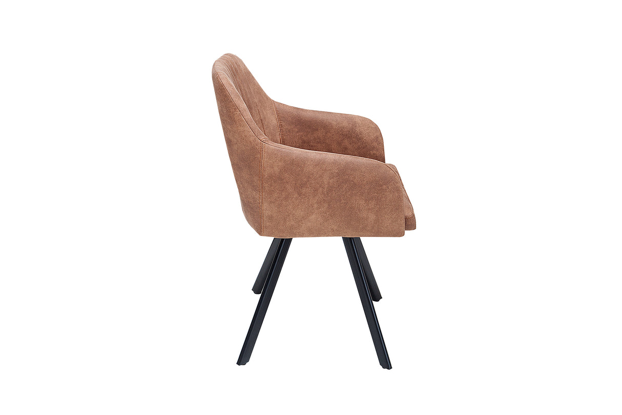 Chair LUCCA with armrests microfibre vintage brown