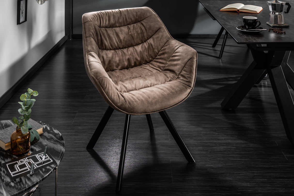 Chair THE DUTCH COMFORT with armrests microfibre taupe