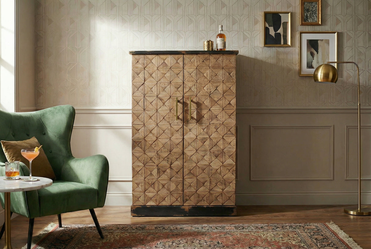 Barschrank BODEGA 120cm Kiefer Naturholz
