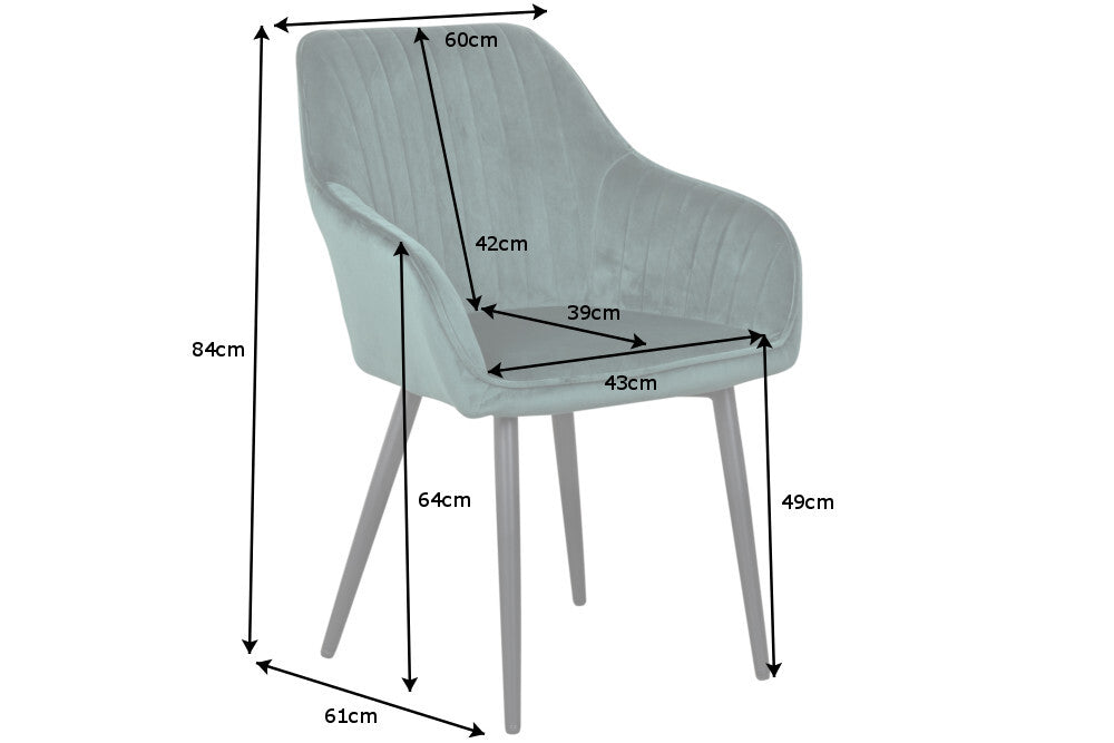 Stuhl TURIN mit Armlehnen Samt smaragdgrün