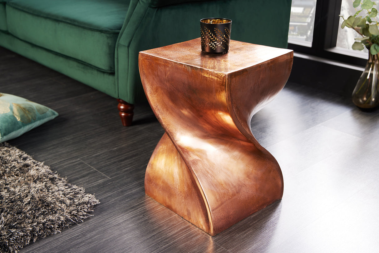 Stool side table TWIST 45cm mottled copper