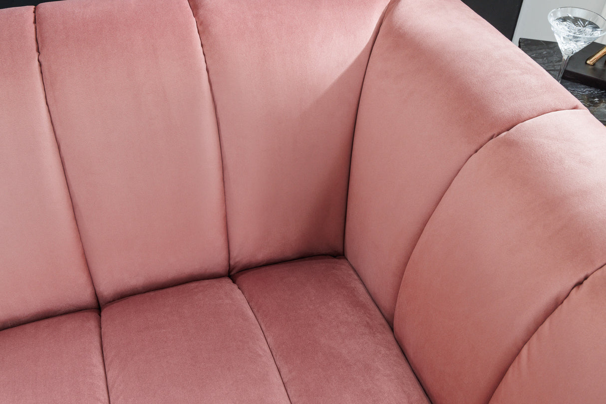 Sofa NOBLESSE 225cm 3-Sitzer Samt Altrosa mit goldenen Füßen