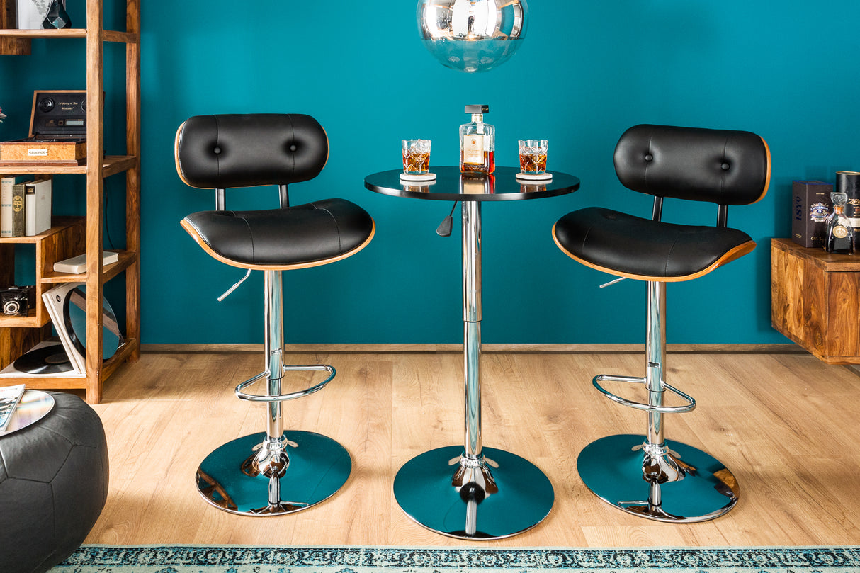 Bar stool CLASSICO 95-115cm artificial leather and walnut veneer rotatable