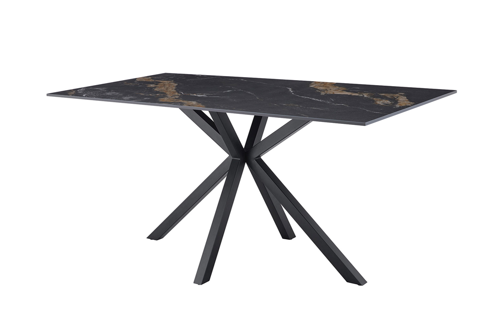 Esstisch GALAXIE 160cm mit Sternfuß aurora oro Keramik schwarz gold sand