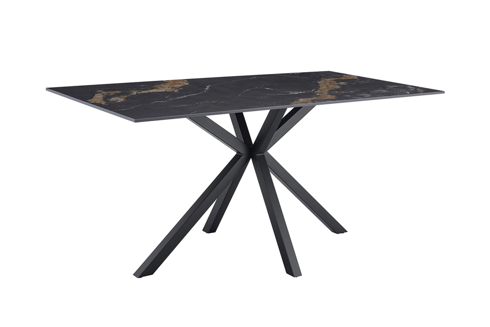 Dining table GALAXIE 160cm w/ star frame aurora oro ceramic black gold sand