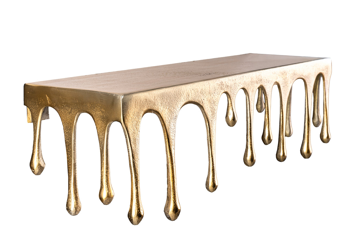 Wall decoration coat rack LIQUID LINE 60cm teardrop design antique gold