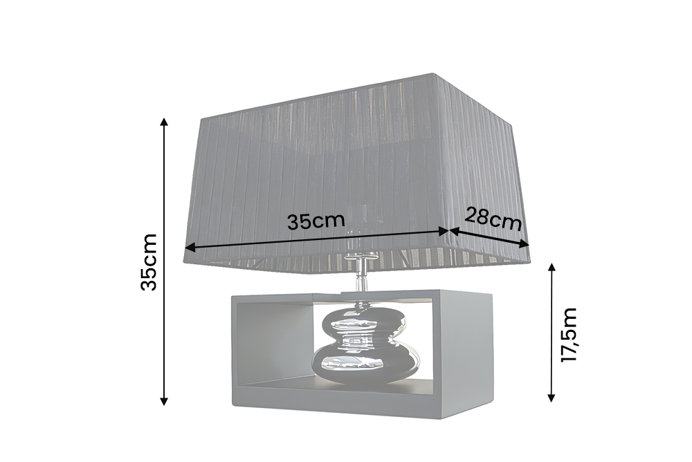 Tischleuchte GRACIA 35cm m/ verstellbarem Lampenschirm schwarz-silber