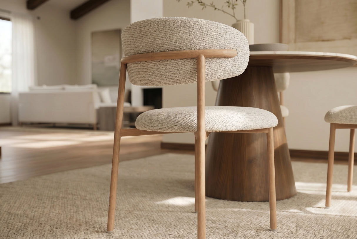Chair BELFORT w/ metal legs textured fabric beige natural