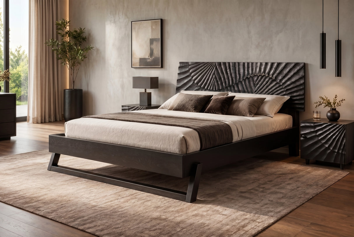 Bed SCORPION 180x200cm 3D mango wood black