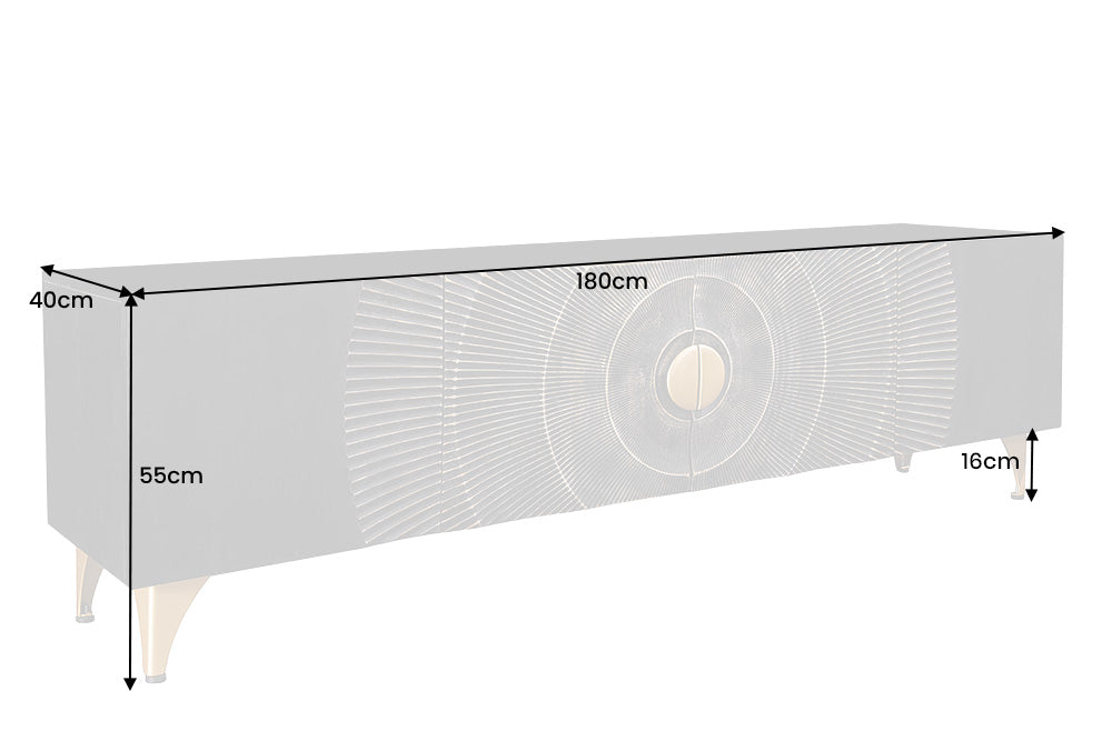 TV-Board GOLDEN SUNSET 180cm 3D Mangoholz schwarz