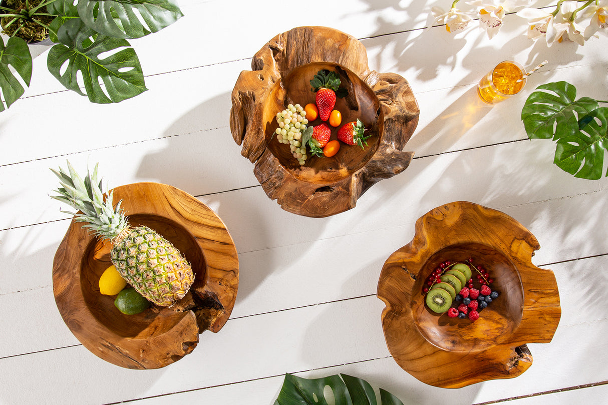 Root wood bowl 40cm teak wood natural