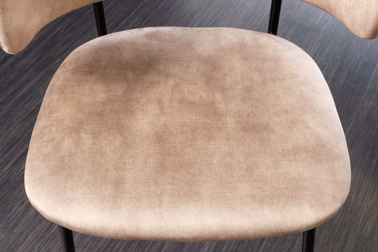 Chair TRACY velvet champagne greige black legs