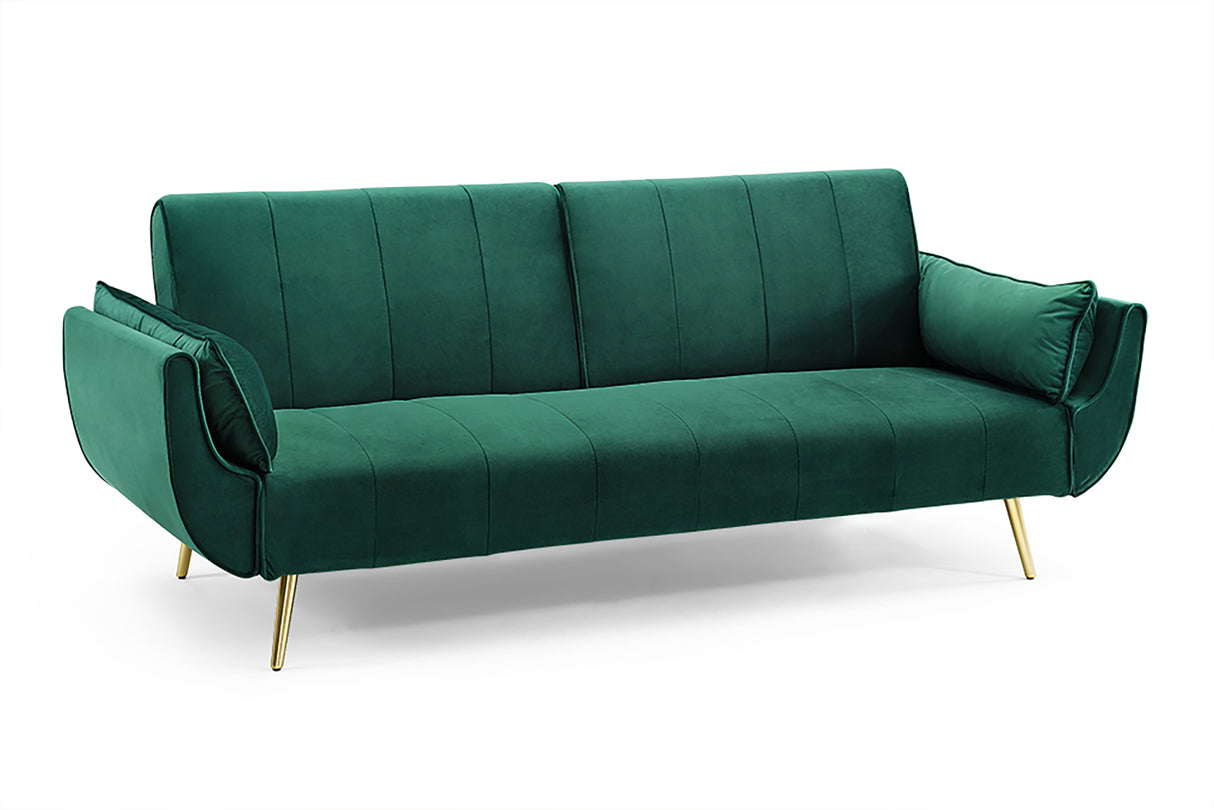 Sofa bed DIVANI 215cm with armrests velvet green
