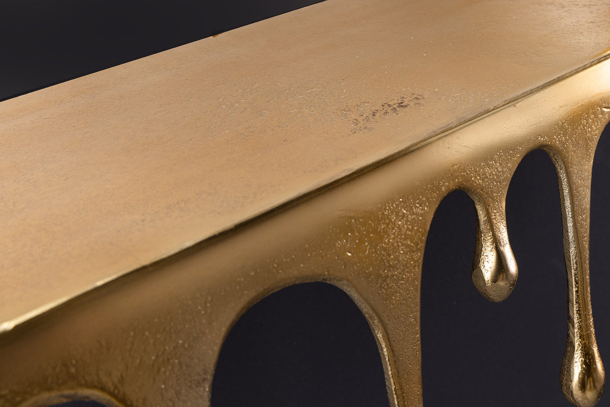 Wall decoration coat rack LIQUID LINE 60cm teardrop design antique gold