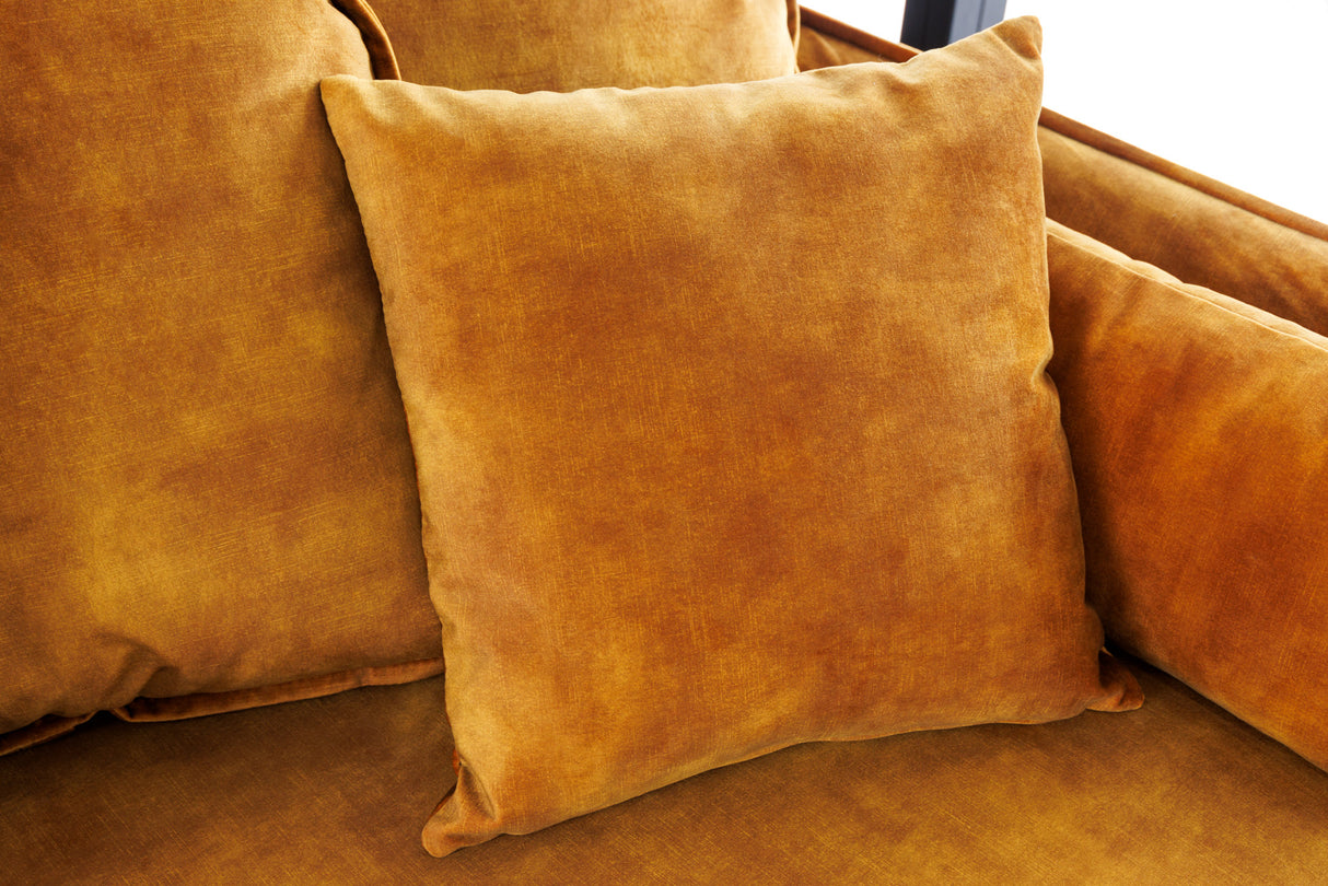Sofa HEAVEN 200 cm 3-Sitzer Federkern, abnehmbarer Bezug aus strukturiertem Samt, senfgelb