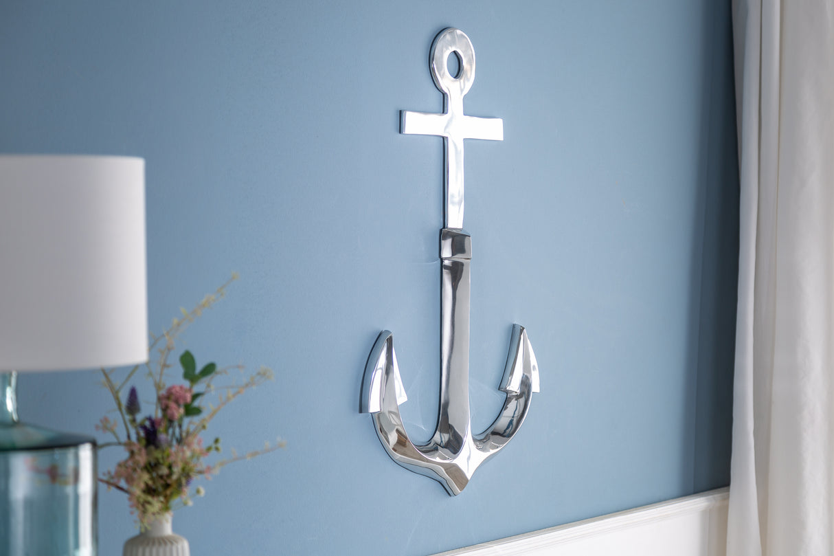 Wall decoration ANCHOR 70cm 3D silver aluminium