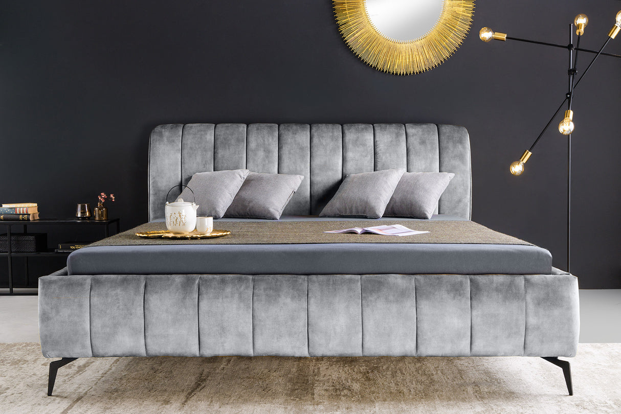 Bed AMSTERDAM 160x200cm velvet grey