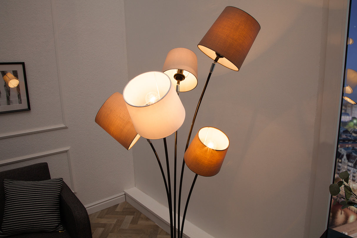 Floor lamp LEVELS 176cm 5 linen shades white beige brown