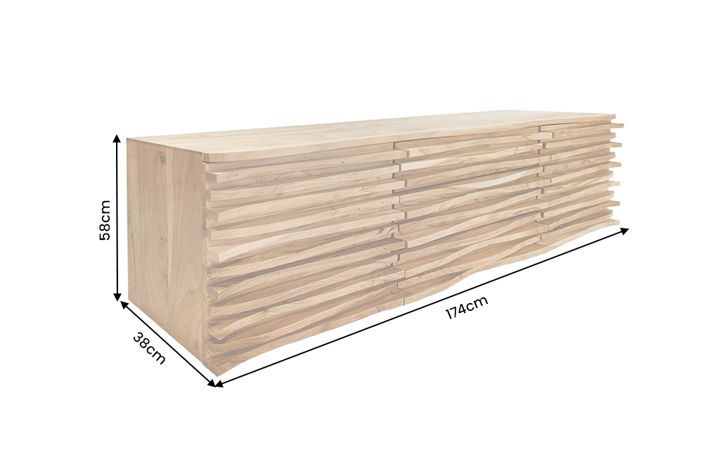 Sideboard RELIEF 175cm hängend Akazienholz natur