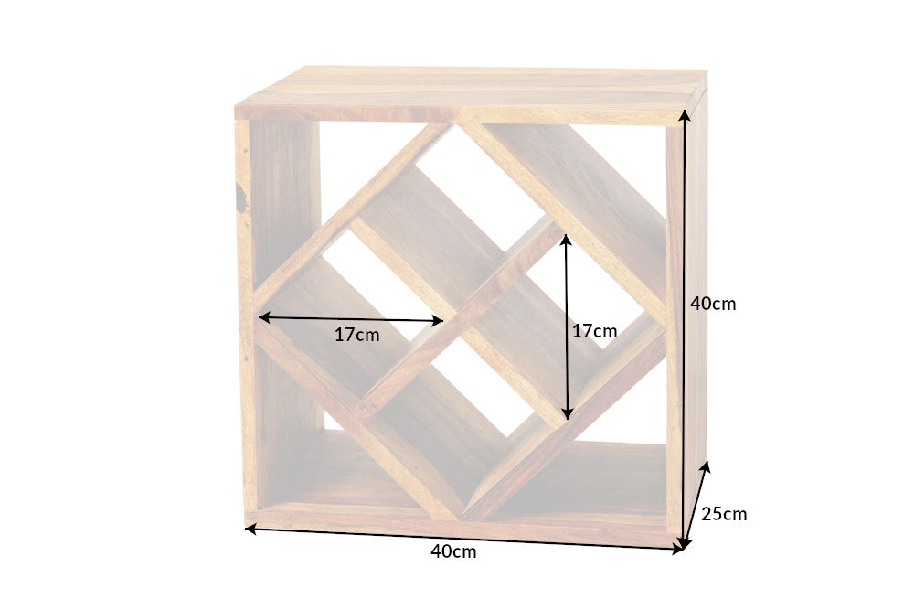 Wine shelf CUBUS 40cm for 8 bottles sheesham wood