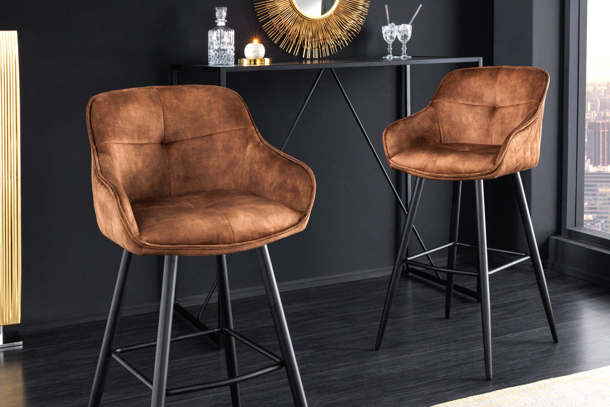 Bar chair EUPHORIA 74cm velvet brown