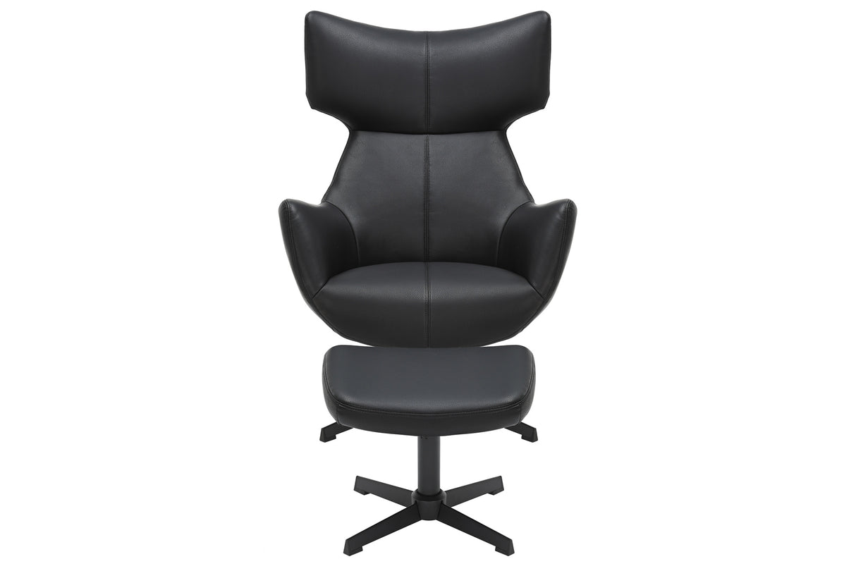 Sessel VOGUE 360° drehbar Kunstleder schwarz mit schwarzem Metallgestell