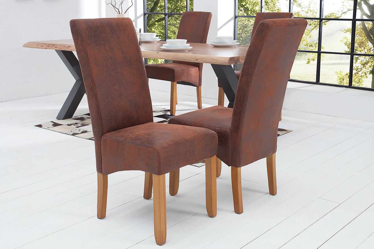 Chair CASA vintage look light coffee microfibre