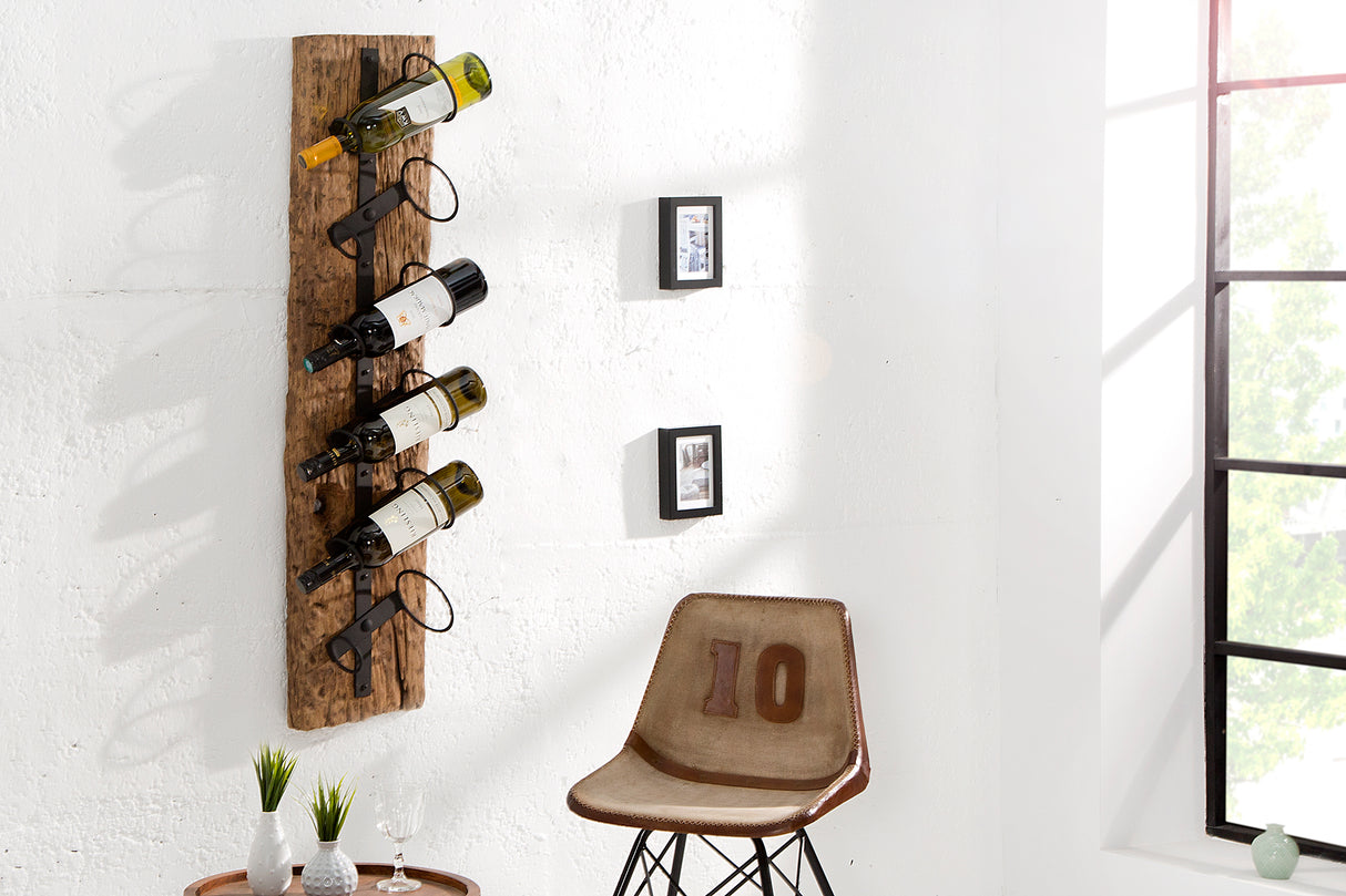Wand Weinregal EUPHORIA BARRACUDA 100cm massives Teakholz