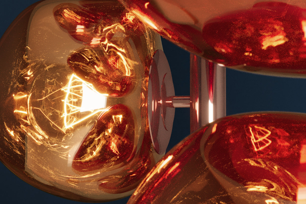 Stehleuchte LIQUID DIAMOND 170cm 7 Glasschirme Stahlgestell kupfer