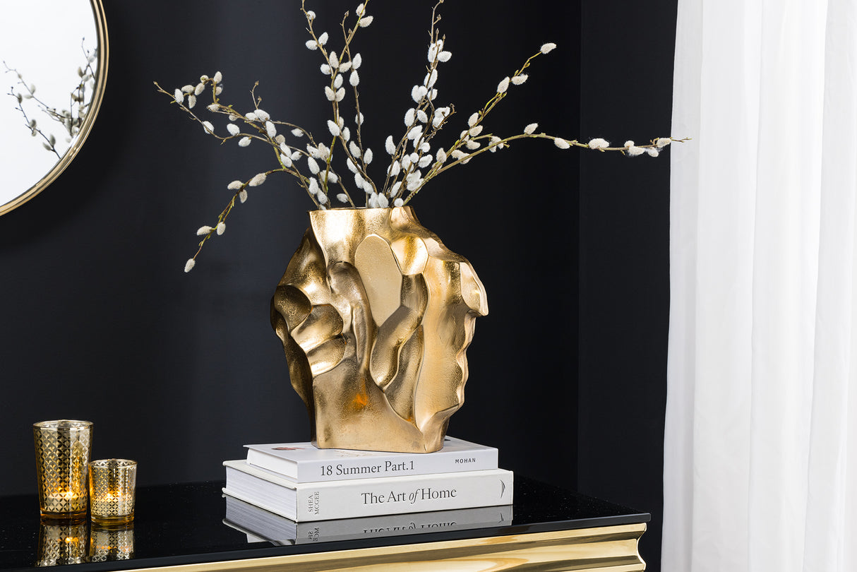 Vase LIQUID 30cm Hammerschlageffekt gold