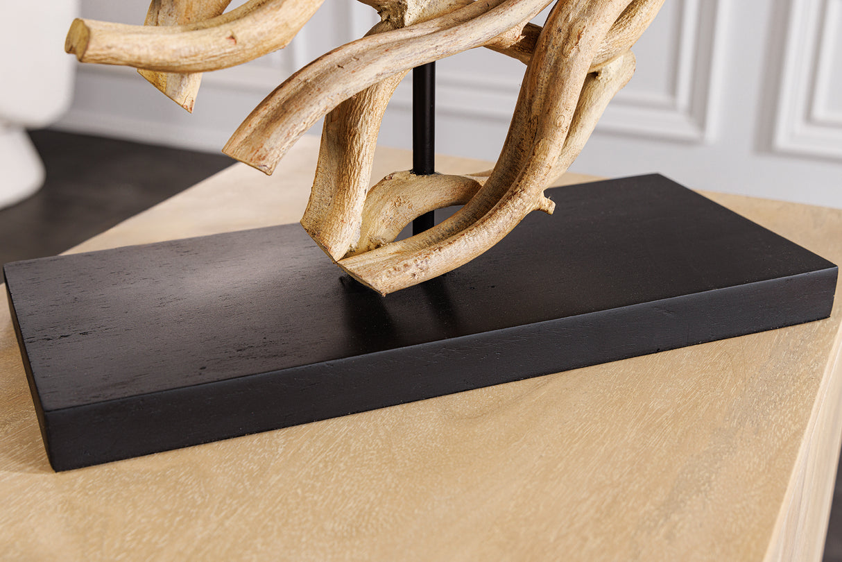 Table lamp THE WAVE 60cm teak wood lampshade white