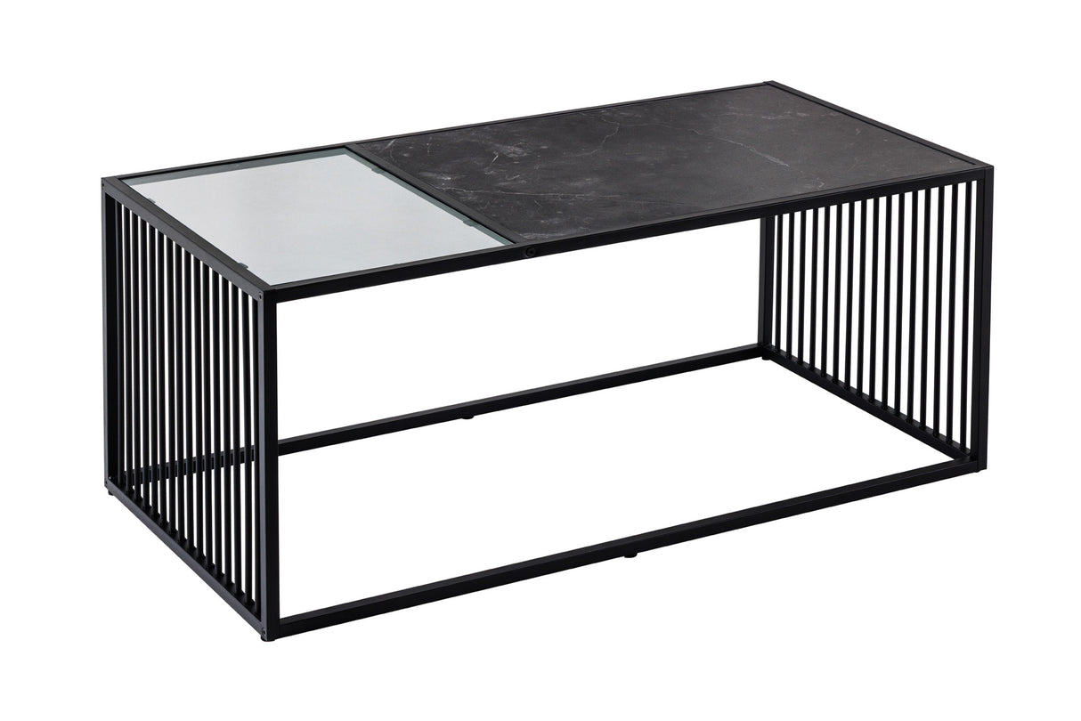Couchtisch ARCHITECTURE 100cm Marmoroptik und Rauchglas
