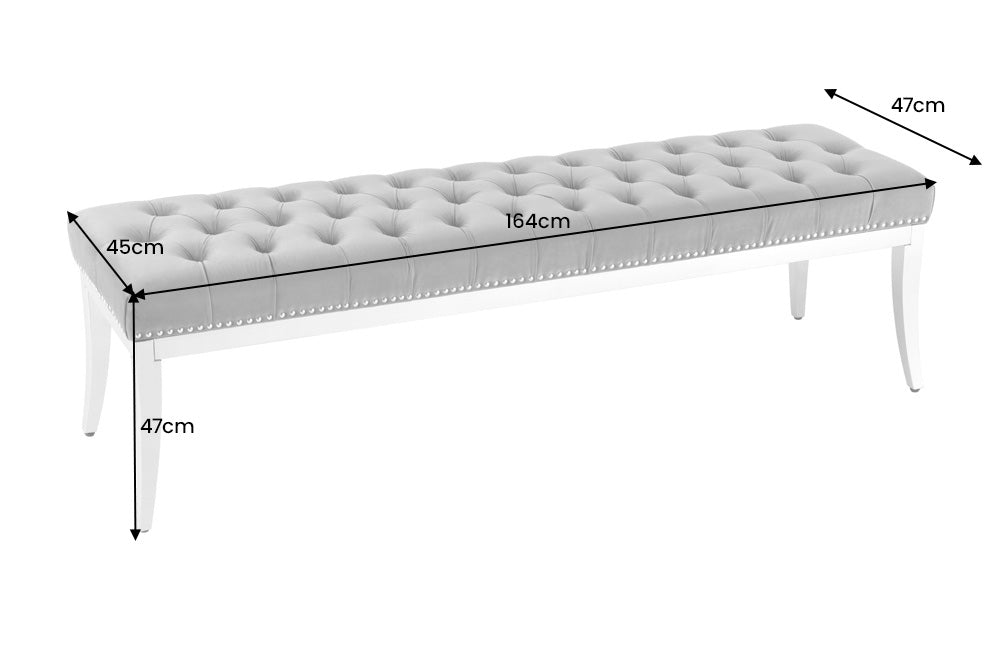 Sitzbank CASTLE DELUXE 165cm samtgrau im Barockstil